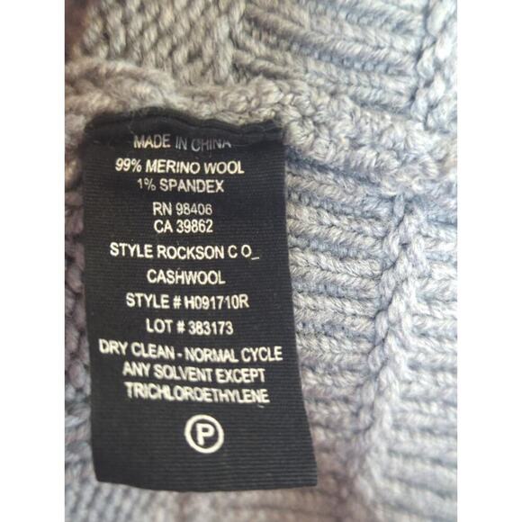 Theory Gray Merino Wool Cable Knit Shawl Knit Button Cardigan Sweater Women's M - Picture 8 of 10